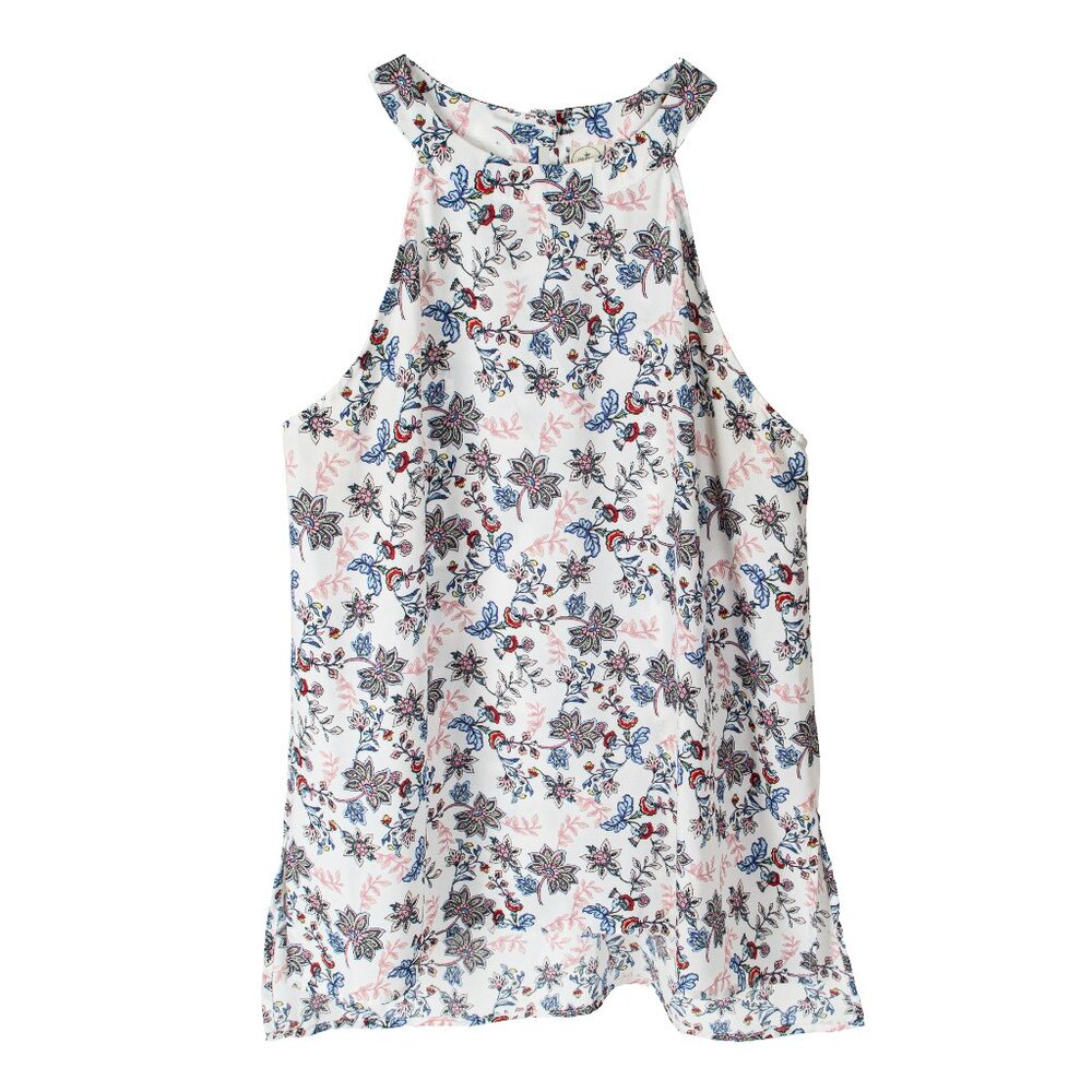 PAPER CRANE Floral Sleeveless Trapeze Top High Neck Small